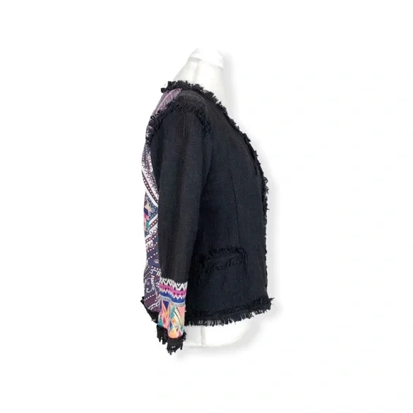 Billabong Women’s Lou Embroidered Black Cropped Jacket size Medium - Picture 4 of 8